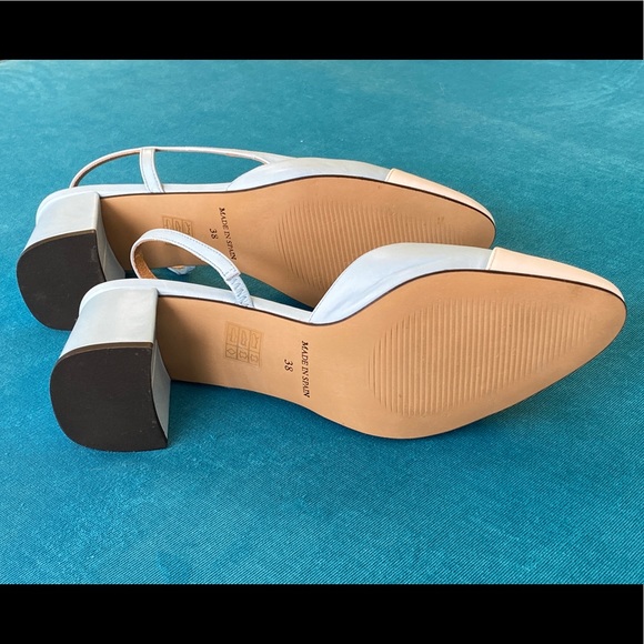 L’Intervalle Robin’s Egg Blue & White Leather Slingback Shoes size 38 - Picture 6 of 7